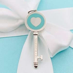Tiffany & Co. Silver and Blue Heart Key Necklace